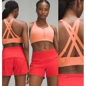 Lululemon Energy Zip Front 32D 6 High Support Peach Sports Bra Performance